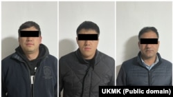 Kyrgyz police photographs of the three detainees