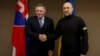 Slovak Prime Minister Robert Fico (left) and Ukrainin premier Denys Shmyhal at a meeting in Uzhhorod in January. 