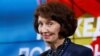 Gordana Siljanovska-Davkova addresses a press conference announcing her victory in North Macedonia's presidential election, in Skopje on May 8. 
