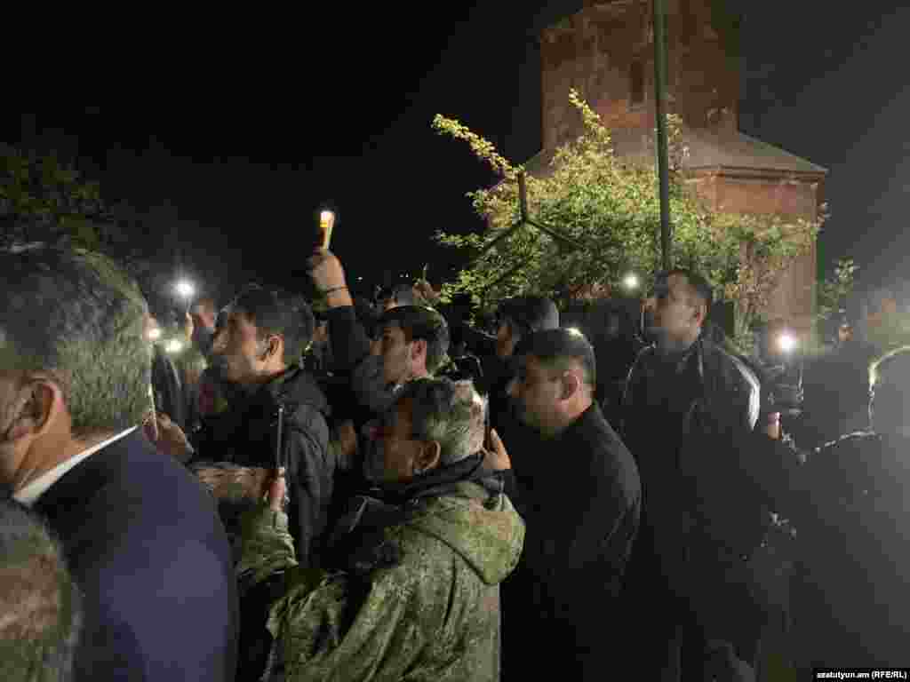 Though April 24 marks the Day of Remembrance, Armenians, such as these villagers in Tavush in the country's northeast, took part in somber ceremonies the evening before. 
