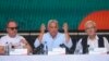 Premierul maghiar Viktor Orbán (centru), alături de președintele de onoare al UDMR Laszlo Tokes (dreapta) și de Zsolt Németh, președintele comisiei de afaceri externe a Parlamentului de la Budapesta, la Școala de Vară de la Tușnad/ jud. Harghita . 27 iulie 2024. 