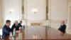Президент Азербайджана Ильхам Алиев принимает спецпосланника главы МИД РФ по вопросам нормализации отношений между Арменией и Азербайджаном Игоря Ховаева, Баку, 14 февраля 2023 г.