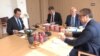 Sastanak o dijalogu Beograda i Prištine: kosovski premijer Aljbin Kurti, specijalni predstavnik EU Miroslav Lajčak, visoki predstavnik EU Žozep Borel i srpski predsjednik Aleksandar Vučić
