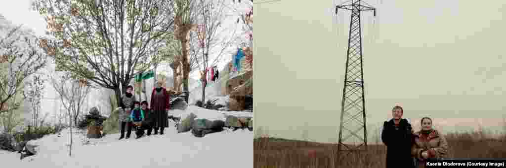 Left (in Ravmed): The name of the village where Dzhuma and his family live means "the path to hope" in Tajik. Dzhuma's brother Alikhon went to Russia 17 years ago and hasn't returned since. His wife Tamina came back to the village several times to give birth. Alikhon says he sends all his money home and can't afford two tickets to Tajikistan. Right (in Moscow region): The couple's youngest daughter is six years old. She calls her father "uncle" and her mother "auntie." Their eldest son studies at a prestigious, paid school in Khorog, the capital of Gorno-Badakhshan province.
