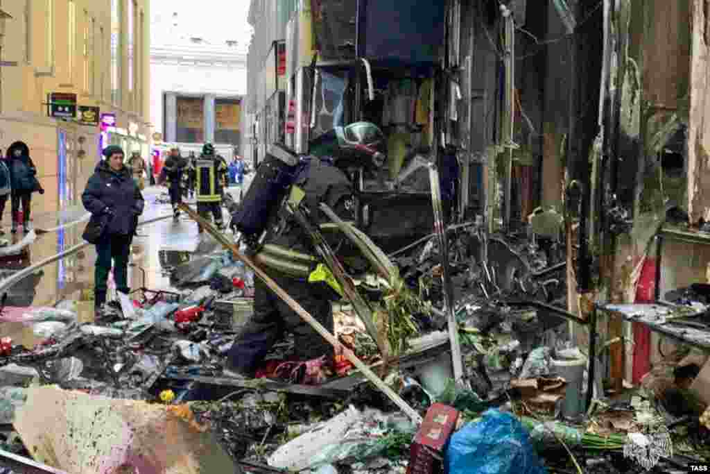 November 25: The aftermath of a blaze in the Yelokhovsky shopping center in Moscow that was brought under control before it could spread to surrounding stores. 