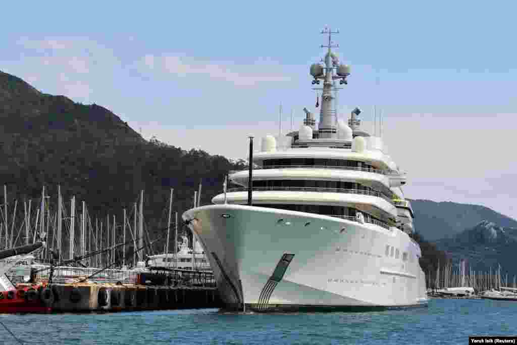 Billionair Roman Abramovich's Eclipse is one of the world's longest private yachts at 162 meters. Estimated to be worth $500 million, the Eclipse escaped seizure by sailing to the Turkish port of Marmaris. Abramovich has had longtime ties with Putin and built his fortune with the help of Kremlin insiders.