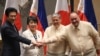 Japanski ministar odbrane Minoru Kihara, japanska ministrica vanjskih poslova Yoko Kamikawa, filipinski ministar vanjskih poslova Enrique Manalo i filipinski ministar odbrane Gilberto Teodoro na zajedničkoj konferenciji za novinare nakon njihovog sastanka u Manili 8. jula, 2024.