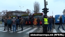 Илустративна фотографија: Протест на приватните превозници на автобуси во Скопје во 2022 година.