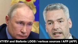 Predsednik Rusije Vladimir Putin i austrijski kancelar Karl Nehamer, kombo foto