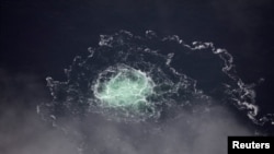 A gas leak from two major Russian underwater pipelines designed to ship natural gas to Germany roils Baltic Sea waters in the Swedish economic zone following a rupture on September 26, 2022.