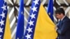 Zastave Bosne i Hercegovine i Evropske unije pred samit EU u Briselu, 23. juni 2022.