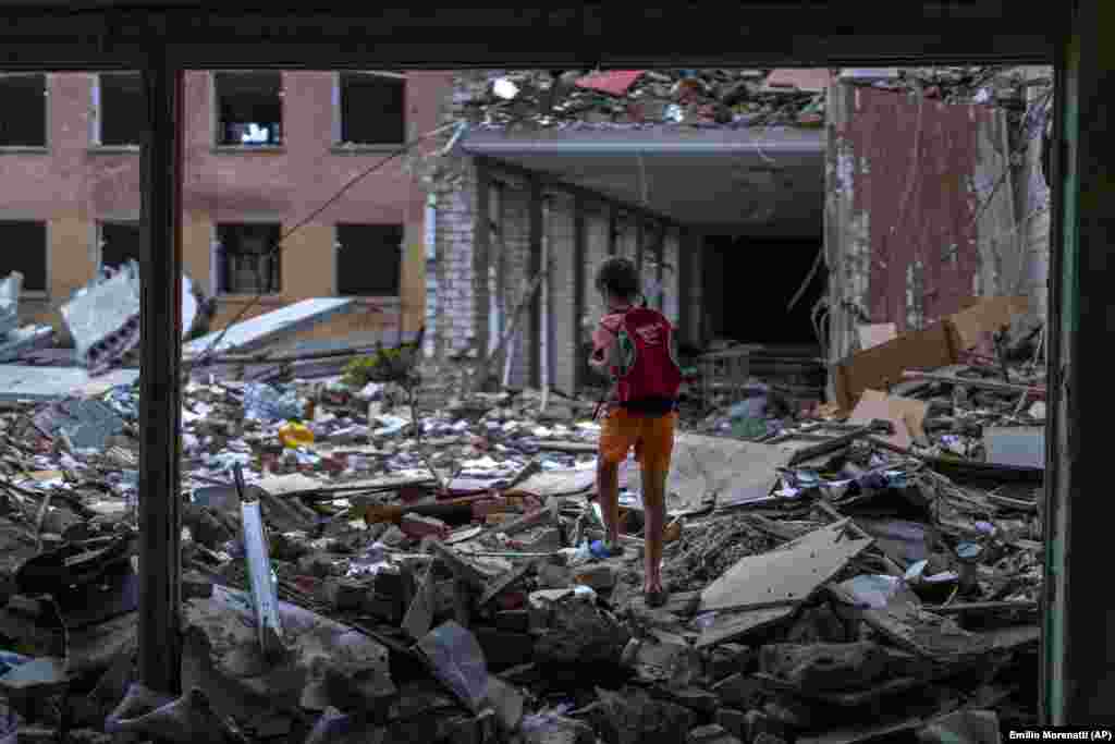 "I feel offended when I'm at my school. I resent that the Russians destroyed my school," said Ivan Hubenko, 11 as he walks through the shattered courtyard where he and his friends once played.