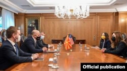 Скопје- средба на премиерот Димитар Ковачевски и амбасадорката на Соединетите Американски Држави Кејт Мари Брнз, 13.03.2022