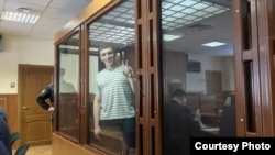 Andrei Borovikov at his court hearing on in Archangelsk on April 1.