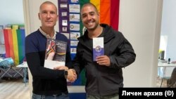 Petromir Genchev (right, with Alain Permentier of the European LGBT Police Association) says the aim of the union is to provide legal protection to colleagues who have been victims of all forms of discrimination.