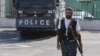 Armenia - One of the opposition gunmen occupying a police station in Yerevan, 23Jul2016.