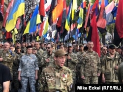 Во время марша «Нет капитуляции!» в День Покрова и День защитника Украины. Киев, 14 октября 2019 года