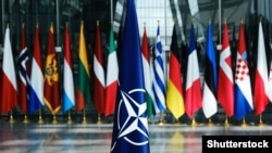 Zastava NATO-a u sjedištu Alijanse u Briselu (2019.)