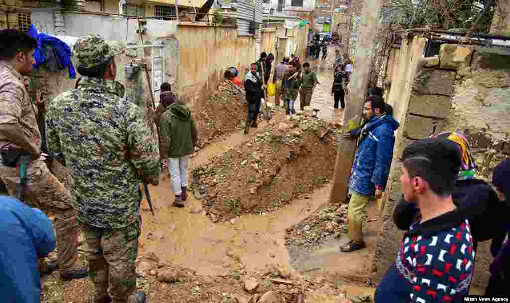 Flood damage in Shiraz. The city is a popular destination for Iranians during and around the New Year's holiday of Norouz, which took place on March 20. 