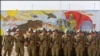 Советское построение на парад 19 октября 1986 под Кабулом, перед отправкой в Советский Союз