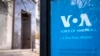 A sign for the US broadcaster Voice of America is seen in Washington, D.C. (file photo)