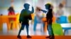 Quarrel of children in kindergarten, illustration