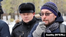 Activist Andrei Boyarshinov (right) in 2019.