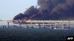 An explosion in October caused heavy damage to sections of the Crimean Bridge, which links Russia to the Ukrainian peninsula.