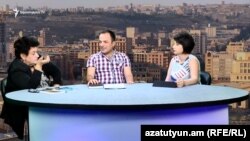Կարինե Դանիելյանը և Գալուստ Նանյանը «Ազատության» տաղավարում, 18-ը օգոստոսի, 2017 թ․ 