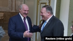 Բելառուսի նախագահ Ալեքսանդր Լուկաշենկոն ընդունում է ԱՄՆ պետքարտուղար Մայք Փոմփեոյին, Մինսկ, 1-ը փետրվարի, 2020թ.