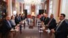 U.S. -- Foreign Ministers Ararat Mirzoyan of Armenia and Jeyhun Bayramov of Azerbaijan meet in Washington, November 7, 2022. 