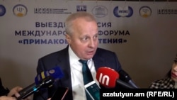 Armenia - Russian Ambassador Sergei Kopyrkin speaks to journalists in Yerevan, November 1, 2022.