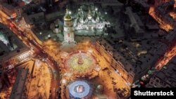 Вигляд на Софійську площу зверху. Київ, Україна