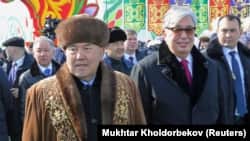 Казакстандын тунгуч президенти, "эл башы" Нурсултан Назарбаев жана азыркы мамлекет башчы Касым-Жомарт Токаев. 21-март, 2019-жыл. 
