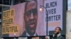Lik Georga Floyda i natpis Black lives matter (Crni životi su važni)