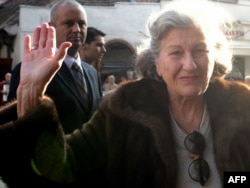 Former Bosnian Serb President Biljana Plavsic arrives back in Belgrade in October 2009.