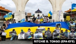 Тайвань. Під час акції проти збройного вторгнення Росії до України. Тайбей, 8 травня 2022 року