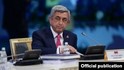 Ղազախստան -- ՀՀ նախագահ Սերժ Սարգսյանը մասնակցում է Եվրասիական տնտեսական խորհրդի հանդիպմանը, 29-ը մայիսի, 2014