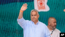 Viktor Orban, la Universitatea de Vară de la Băile Tușnad/jud.Harghita, un eveniment anual al comunității maghiare la care liderul de la Budapesta participă încă de la prima ediție.