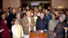 FILE: Former Balochistan lawmakers talking to journalists.