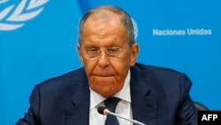 Міністр закордонних справ Росії Сергій Лавров на пресконференції в штаб-квартирі ООН у Нью-Йорку, 17 липня 2024 року