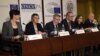 Armenia - Jan Petersen (R) and the other heads of a European election-monitoring mission hold a news conference in Yerevan, 3Apr2017.