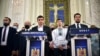 Congresul AUR se va organiza în 27 martie. Va fi ales un singur președinte. Acum, partidul este condus de copreședinții George Simion (stânga) și Claudiu Târziu (dreapta). Imagine din 5 aprilie 2021