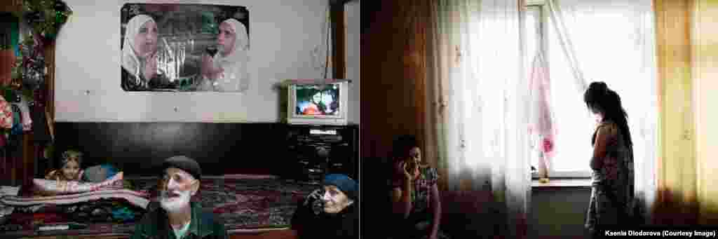 Left (in Khichez): Tajik migrants rent out flats with relatives or people from their home village. The rent for migrant workers is 1.5 times higher than for Russians. Six or seven people live in each room. Right (in Moscow): In the evening, mattresses are unfolded and spread on the floor. That's how people sleep in Pamir, lying close to each other to stay warm. 