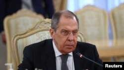 Ministrul rus de Extnere, Serghei Lavrov (decupaj de la o întâlnire cu omologul său european, Josep Borell).